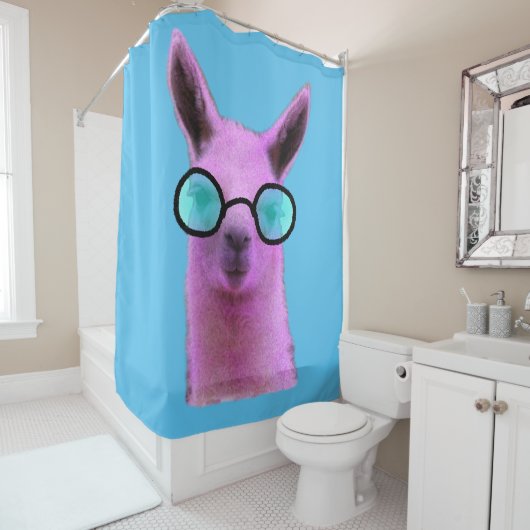 Llama cool rose ! Rideau de douche (En situation)