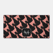 Llama corail rose Étincelles motif Monogramme noir (Recto)