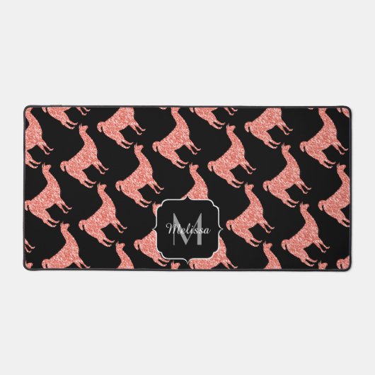 Llama corail rose Étincelles motif Monogramme noir (Recto)
