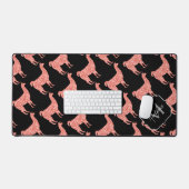 Llama corail rose Étincelles motif Monogramme noir (Clavier et souris)