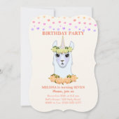 Llama-corn 7e verjaardag Uitnodiging (Voorkant)