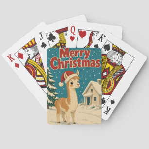 Llama Cottage Sneeuw Dier Kerstmis Pokerkaarten