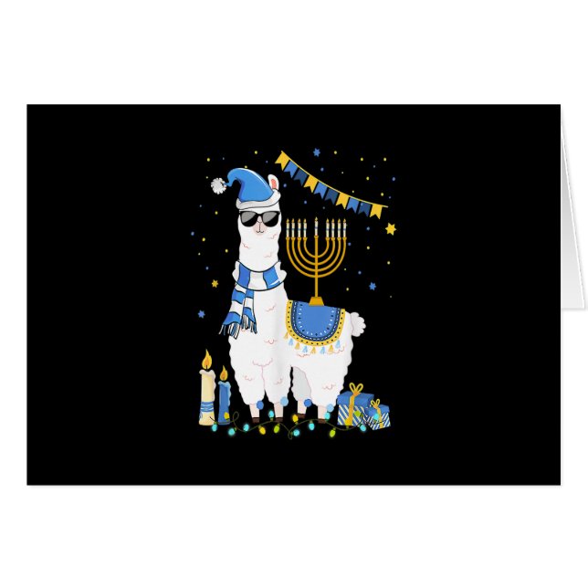 Llama Cute Alpaca Chanukah Holiday Menorah Hanukka (Devant Horizontal)