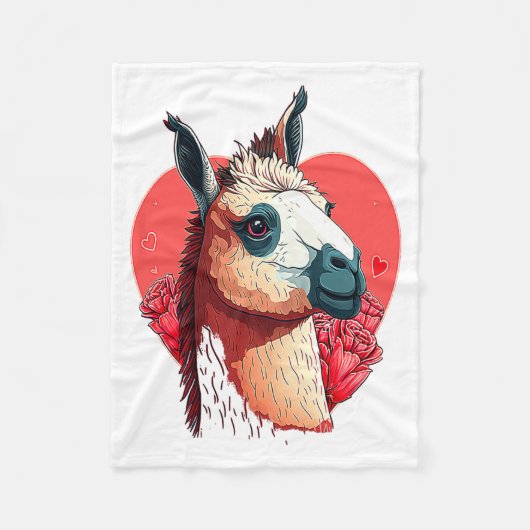 Llama Cute Alpaca Valentines Day Animal  Fleece Deken (Voorkant)