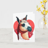 Llama Cute Alpaca Valentines Day Animal  Kaart (Gele Bloem)