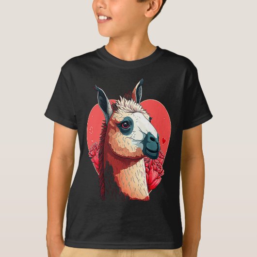 Llama Cute Alpaca Valentines Day Animal  T-shirt (Voorkant)