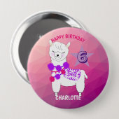 Llama Cute Bedankt Ronde Button 4,0 Cm (Voorkant /achterkant)