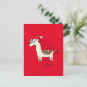 Llama Cute Funny Kerstfeestdag Briefkaart (Staand voorkant)