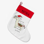 Llama Cute Funny Kerstfeestdag Grote Kerstsok (Voorkant (Hangend))