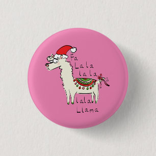 Llama Cute Funny Kerstfeestdag Ronde Button 3,2 Cm