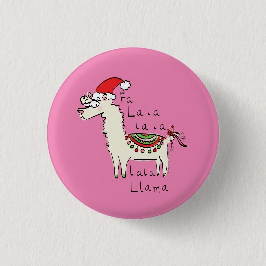 Llama Cute Funny Kerstfeestdag Ronde Button 3,2 Cm (Voorkant)