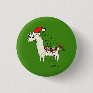 Llama Cute Funny Kerstfeestdag Ronde Button 3,2 Cm