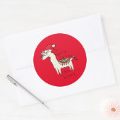 Llama Cute Funny Kerstfeestdag Ronde Sticker (Envelop)