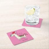 Llama Cute Funny Kerstfeestdag Vierkante Kartonnen Onderzetter (Insitu)