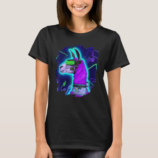Llama Cyborg Robot Llama Cool Artistic Retro Alpac T-shirt (Voorkant)