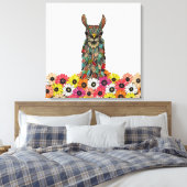 llama daisy love white canvas afdruk (Insitu (Slaapkamer))