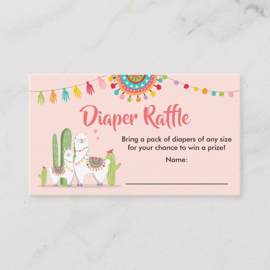 Llama Diaper Carte Raffin Fiesta Cactus Baby showe (Devant)