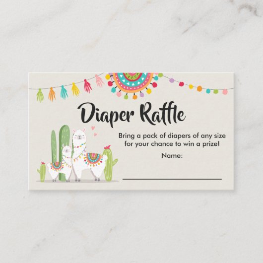 Llama Diaper Carte Raffin Fiesta Cactus Baby showe (Devant)