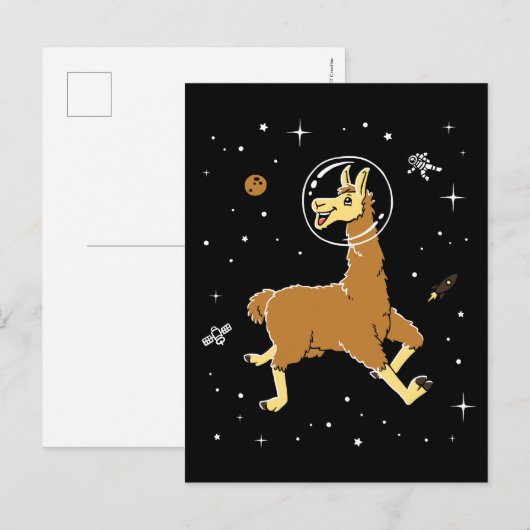 Llama-dieren in de ruimte briefkaart (Voorkant / Achterkant)
