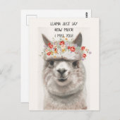 Llama Dis Juste Combien Je TE Manque Carte Postale (Devant / Derrière)
