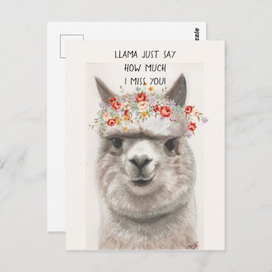 Llama Dis Juste Combien Je TE Manque Carte Postale (Devant / Derrière)