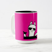 Llama DJ Cool Party Music Mixing Animal Sunglasses Tweekleurige Koffiemok (Voorkant links)