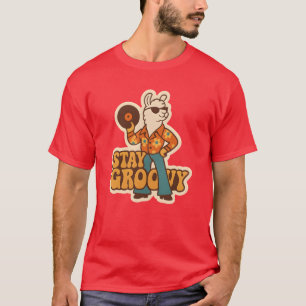 Llama DJ met 70s Bloem vriend T-shirt