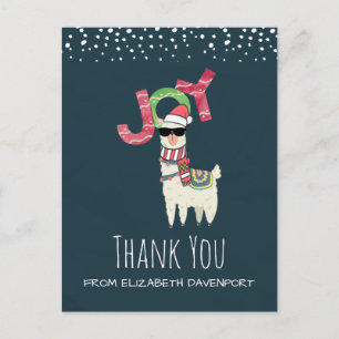Llama draagt kerstmis met een kerstmuts Dank u Briefkaart