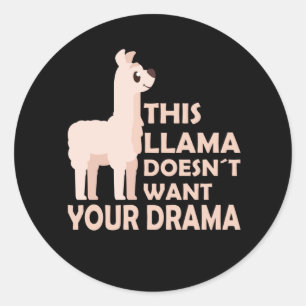 Llama Drama Funny Sayings Cute Animals Llamas Ronde Sticker