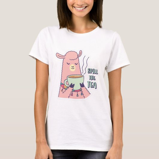 llama Drink Tea T-shirt (Voorkant)