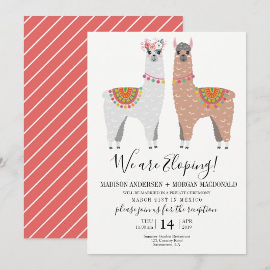Llama Elopement-uitnodiging Kaart (Voorkant / Achterkant)