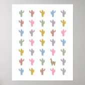 Llama en Cacti Nursery Room Poster (Voorkant)