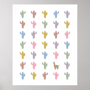 Llama en Cacti Nursery Room Poster