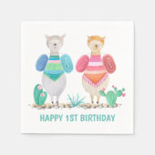 Llama en Cacti Waterverf gepersonaliseerd Servet (Voorkant)