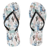 Llama en Cactus Pattern in Blue, Green & Pink Teenslippers (Voetbed)