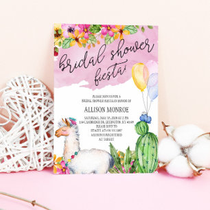 Llama en Cactus Vrijgezellenfeest Fiesta Invitatio Kaart