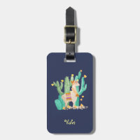 Llama en Cactus Waterverf Blue op persoonlijke tit
