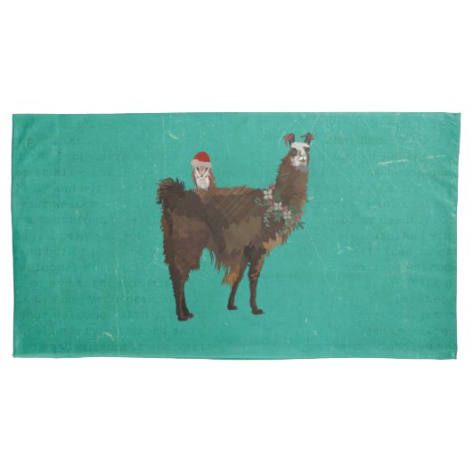 LLAMA EN OWL CHRISTMAS KUSSENSLOOP (Voorkant)