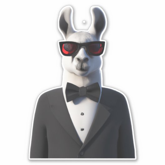 Llama en tux avec lunettes de soleil sticker migno (Devant)