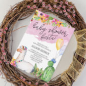 Llama et Cactus Baby shower Fiesta Invitation