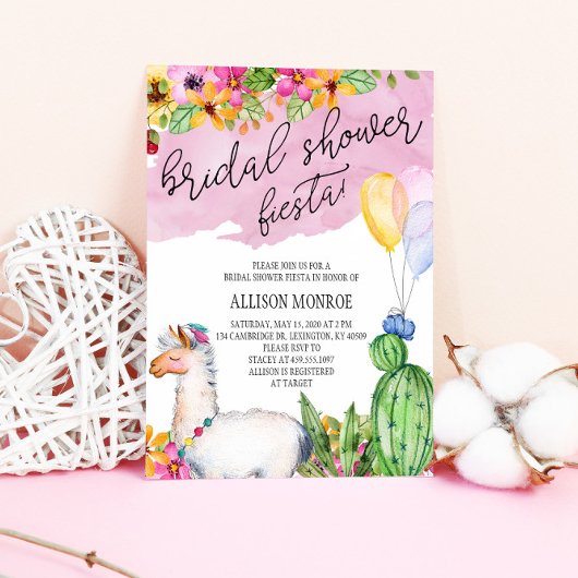 Llama et Cactus Fête des mariées Fiesta Invitation