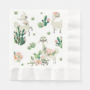 Llama et Cactus - serviettes en papier à panier