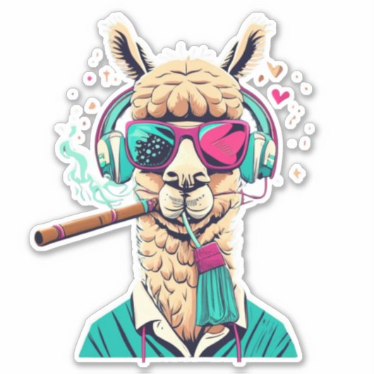 Llama Explorez Notre Adorable Sticker Llama Collec (Devant)