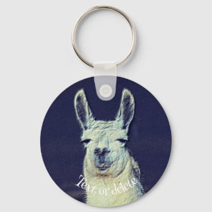 Llama Face Animal Art gepersonaliseerd Sleutelhanger