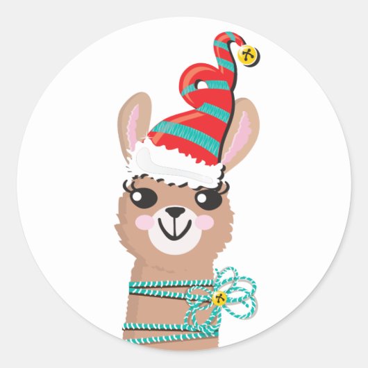 Llama face autocollant de Noël de Noël (Devant)