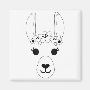 Llama Face Halloween Kostuum Krans Bloemen Alpaca Magneet