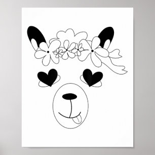 Llama Face Halloween kostuum krans St. Valentijn’ Poster