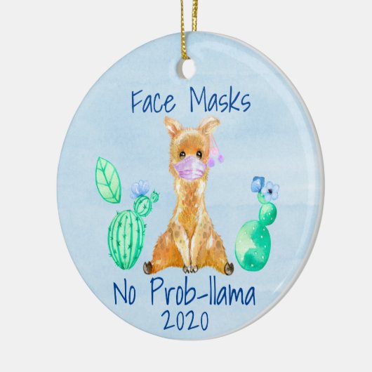 Llama Face mask No prob-llama 2020 Keramisch Ornament (Links)