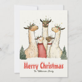 Llama Familie van 5 Kerst Vakantie Kaart