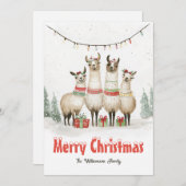 Llama Famille 4 Noël Carte de vacances (Devant / Derrière)